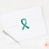 Blauwgroen lint voor ovariumkanker 3 ronde sticker (Envelop)
