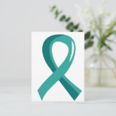 Blauwgroen lint voor peritoneale kanker 3 briefkaart (Staand voorkant)