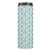 Blauwgroen lintbewustzijn naadloos patroon thermosbeker (Achterkant)