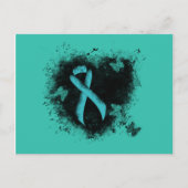 Blauwgroen lintgegraven hart briefkaart (Voorkant)