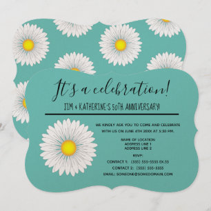 Blauwgroen   Little Daisy 50th Wedding Jubileum Kaart