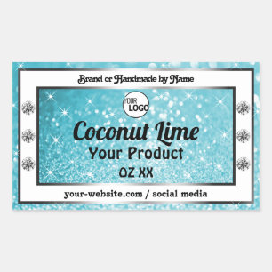 Blauwgroen Logo met reserveglitterverpakkingen Rechthoekige Sticker