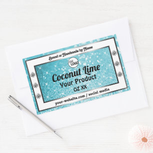 Blauwgroen Logo met reserveglitterverpakkingen Rechthoekige Sticker