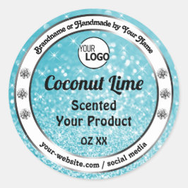 Blauwgroen Logo met reserveglitterverpakkingen Ronde Sticker