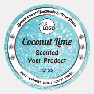 Blauwgroen Logo met reserveglitterverpakkingen Ronde Sticker