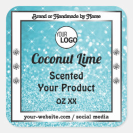 Blauwgroen Logo met reserveglitterverpakkingen Vierkante Sticker