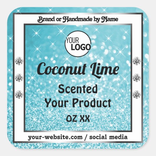 Blauwgroen Logo met reserveglitterverpakkingen Vierkante Sticker (Voorkant)