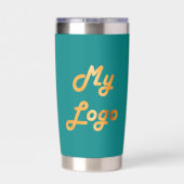 Blauwgroen logo-onderneming geïsoleerde drinkbeker (Achterkant)