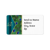 Blauwgroen logo van Peacock Etiket (Voorkant)