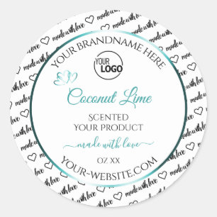 Blauwgroen Logo voor zwart en wit Word Cloud Label