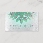 blauwgroen Lotus bloem licentie estheticus Visitekaartje (Voorkant)