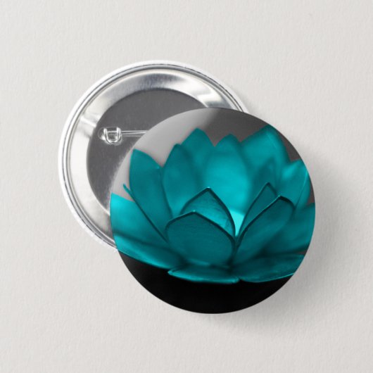 Blauwgroen Lotus Ronde Button 5,7 Cm (Voorkant /achterkant)