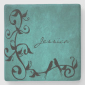 Blauwgroen Lovevogels Aangepast Onderzetter van de (Voorkant)