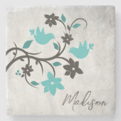 Blauwgroen Lovevogels Aangepast Onderzetter van de (Voorkant)