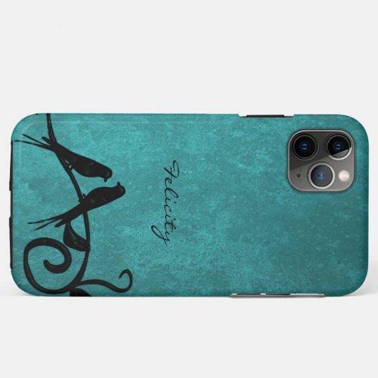 Blauwgroen Lovevogels Aangepaste iPhone Case (Achterkant (horizontaal))