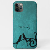 Blauwgroen Lovevogels Aangepaste iPhone Case (Achterkant)