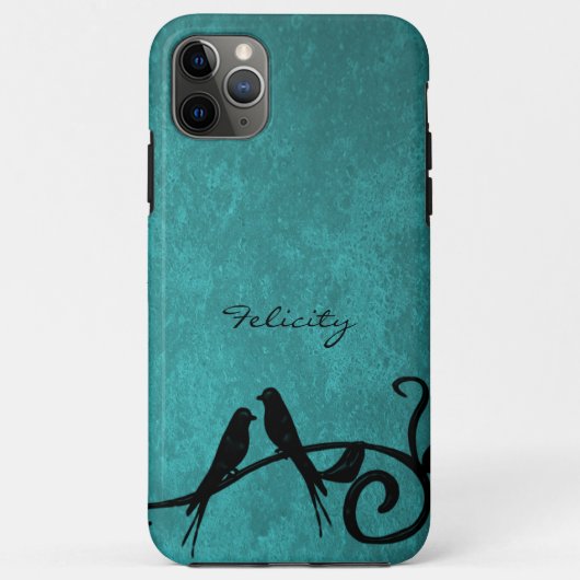 Blauwgroen Lovevogels Aangepaste iPhone Case (Achterkant)