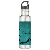 Blauwgroen Lovevogels Aangepaste waterfles Waterfles (Voorkant)