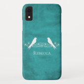 Blauwgroen Lovevogels Floral Vine iPhone Case (Achterkant)