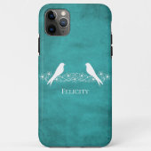 Blauwgroen Lovevogels Floral Vine iPhone Case (Achterkant)