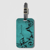 Blauwgroen Lovevogels Gepersonaliseerd Bagagelabel (Voorkant (verticaal))