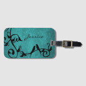 Blauwgroen Lovevogels Gepersonaliseerd Bagagelabel (Voorkant (horizontaal))