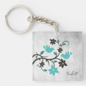 Blauwgroen Lovevogels Gepersonaliseerde Sleutelhan Sleutelhanger (voorkant)