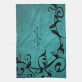 Blauwgroen Lovevogels Kitchen Towel Theedoek (Verticaal)