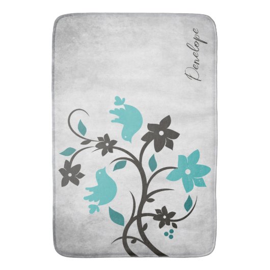 Blauwgroen Lovevogels, speciaal gepersonaliseerd b Badmat (Voorkant Verticaal)