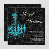 Blauwgroen luchters Sweet 16 Birthday Kaart (Voorkant / Achterkant)
