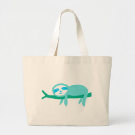 Blauwgroen luiaard op een tak grote tote bag