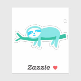 Blauwgroen luiaard op een tak sticker