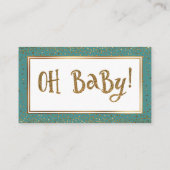 Blauwgroen Luier Raffle Kaarten met Gouden Glitter (Achterkant)