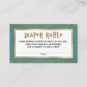 Blauwgroen Luier Raffle Kaarten met Gouden Glitter (Voorkant)