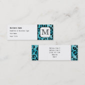 Blauwgroen luipaard afdrukken, aangepast monogram. mini visitekaartje (Voorkant / Achterkant)