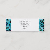 Blauwgroen luipaard afdrukken, aangepast monogram. mini visitekaartje (Achterkant)