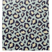 Blauwgroen luipaard, zwarte gele trendy douchegordijn (Voorkant)