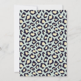 Blauwgroen luipaard, zwarte gele trendy feestdagenkaart