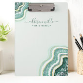 Blauwgroen Luxe glitter Agate Geode Chic Klembord