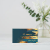 Blauwgroen luxe goudvormer moderne glazen ontwerpe visitekaartje (Staand voorkant)