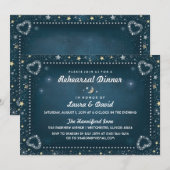 Blauwgroen maan & sterren Goud & Witte repetitie D Kaart (Voorkant / Achterkant)