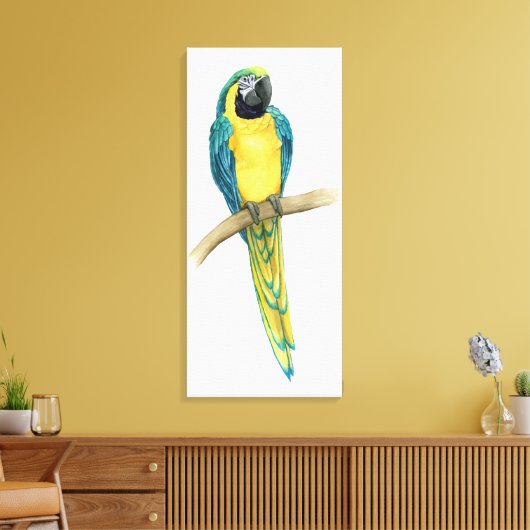 Blauwgroen Macaw Canvas Afdruk (Insitu (Woonkamer))