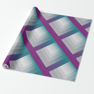 Blauwgroen magenta grijs cadeaupapier