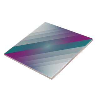 Blauwgroen magenta grijze driehoeken tegeltje