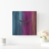 Blauwgroen Magenta Sienna Modern Vierkante Klok (Huis)