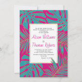 Blauwgroen magenta tropical monstera palm leaves b kaart (Voorkant)