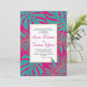 Blauwgroen magenta tropical monstera palm leaves b kaart (Staand voorkant)