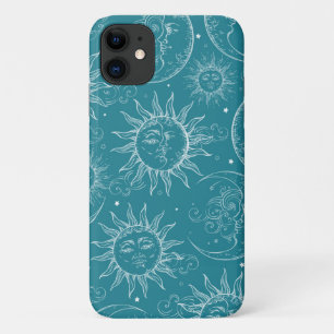 Blauwgroen Magic Celestial Sun Moon Stars Case-Mate iPhone Case