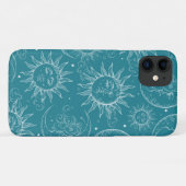 Blauwgroen Magic Celestial Sun Moon Stars Case-Mate iPhone Case (Achterkant (horizontaal))