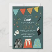 Blauwgroen Magic Show Bar Bat Mitzvah Uitnodiging (Voorkant)